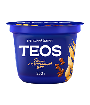 Йогурт Греческий TEOS злаки с клетчаткой льна 2% 250 г