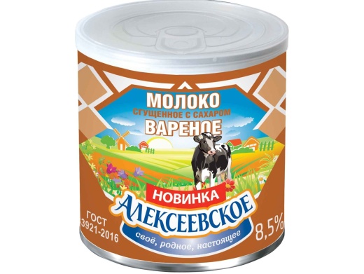 Сгущенное молоко с сахаром вареное Алексеевское ГОСТ 360 г