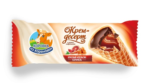 Крем-десерт в вафельном рожке Коровка из Кореновки красный апельсин 25% 40 г
