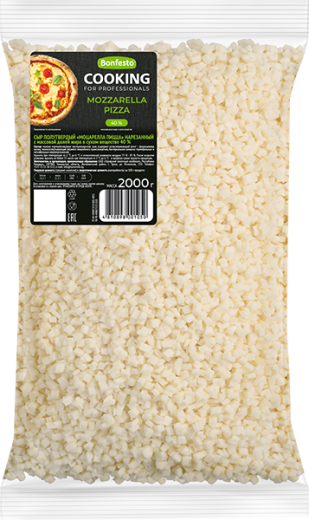 Сыр Моцарелла Пицца нарезанный кубик CooКing 40% 2 кг