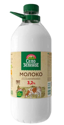 Молоко Село Зеленое пастеризованное 3,2% 2 кг